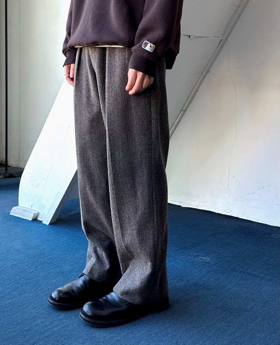 Tweed design 2 tuck wide straight slacks 상품이미지8