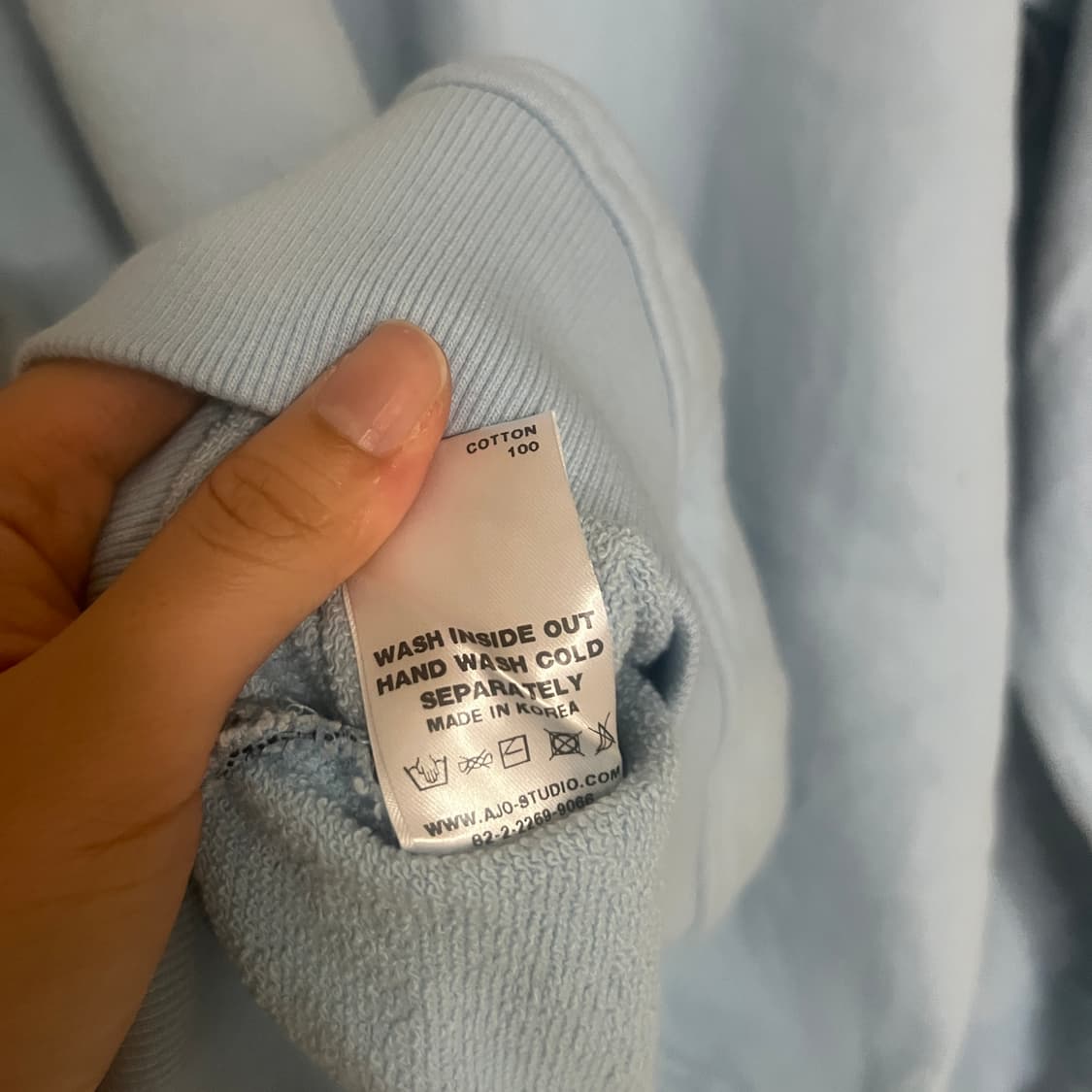 아조바이아조 하늘색 라운드 스웻셔츠 맨투맨 상품이미지6