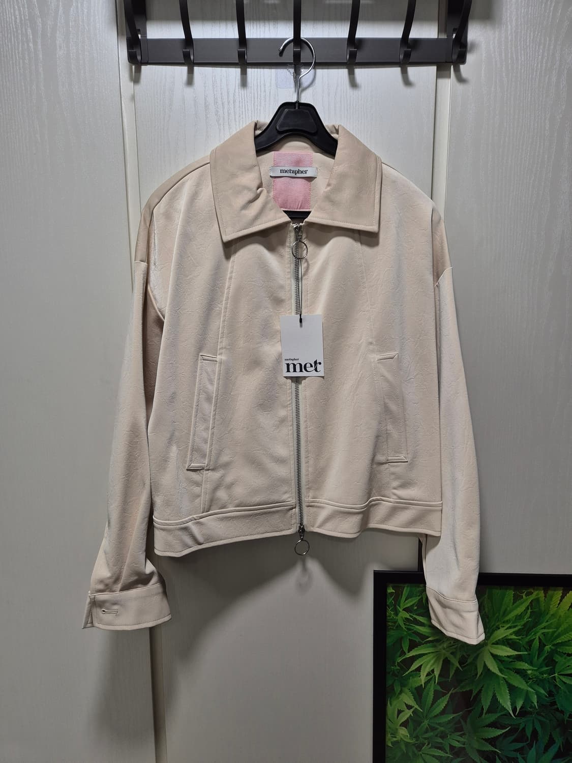(타임세일)(새상품)metapher 크랙레더 재킷 아이보리 상품이미지2