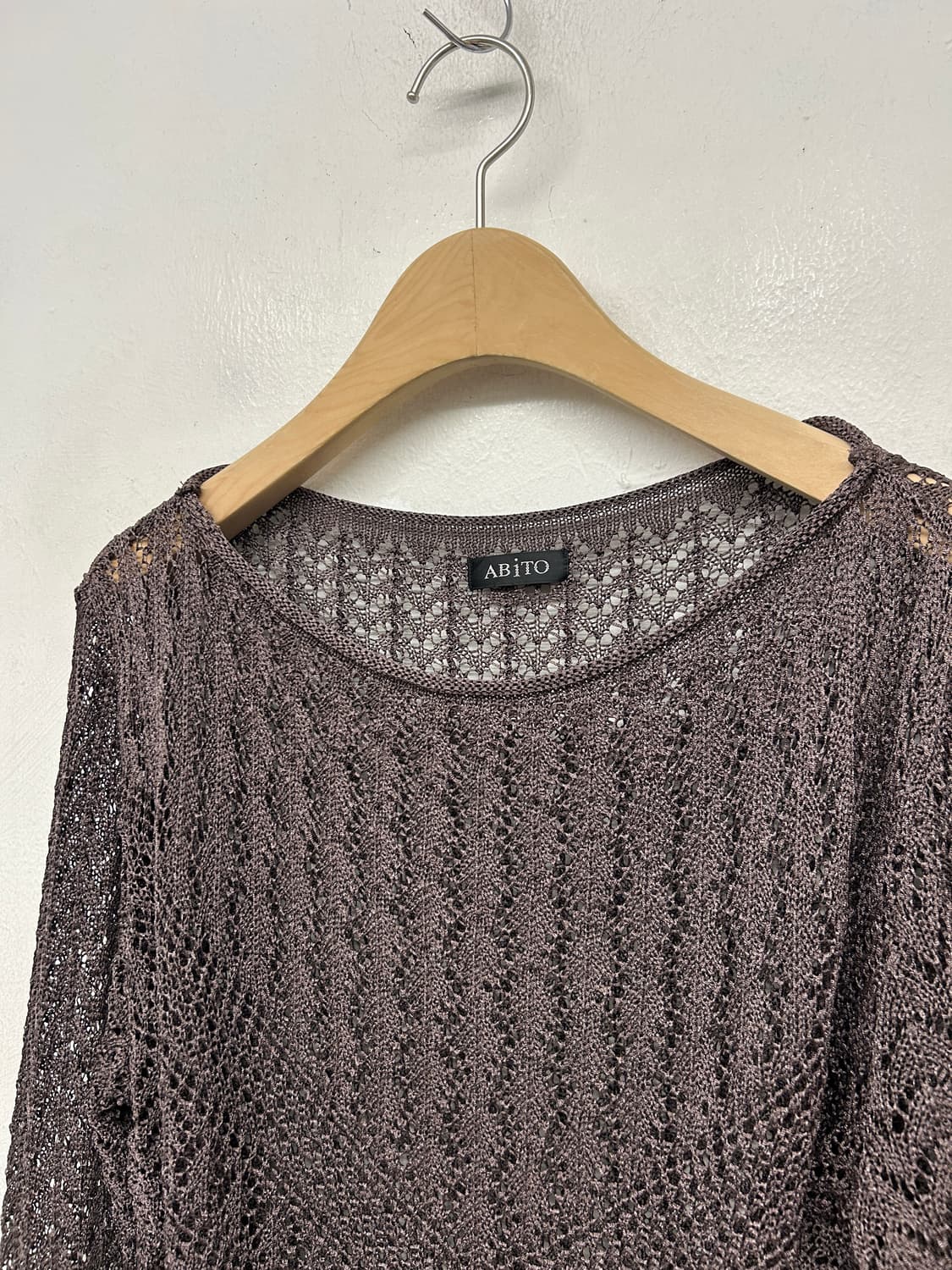 ABITO 브라운 크로셰 니트 긴팔 상품이미지2