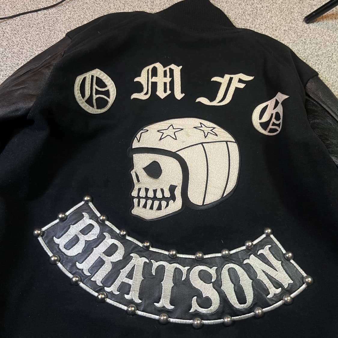 브랫슨 14fw 스컬 빅 패치 울 레더 바시티 자켓 상품이미지3