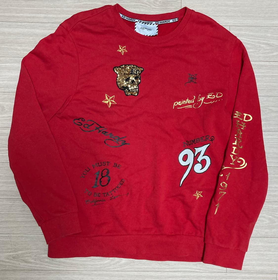 에드하디 레드 맨투맨 L 상품이미지1