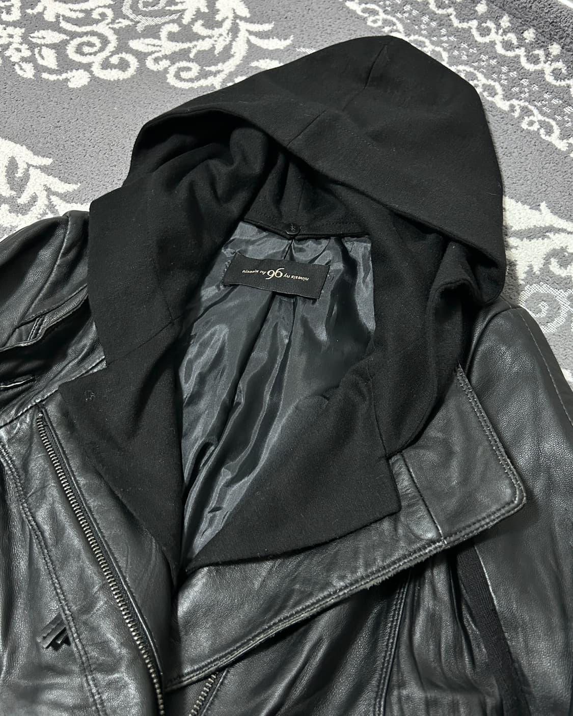NINESIX Hooded Leather Jacket 상품이미지3