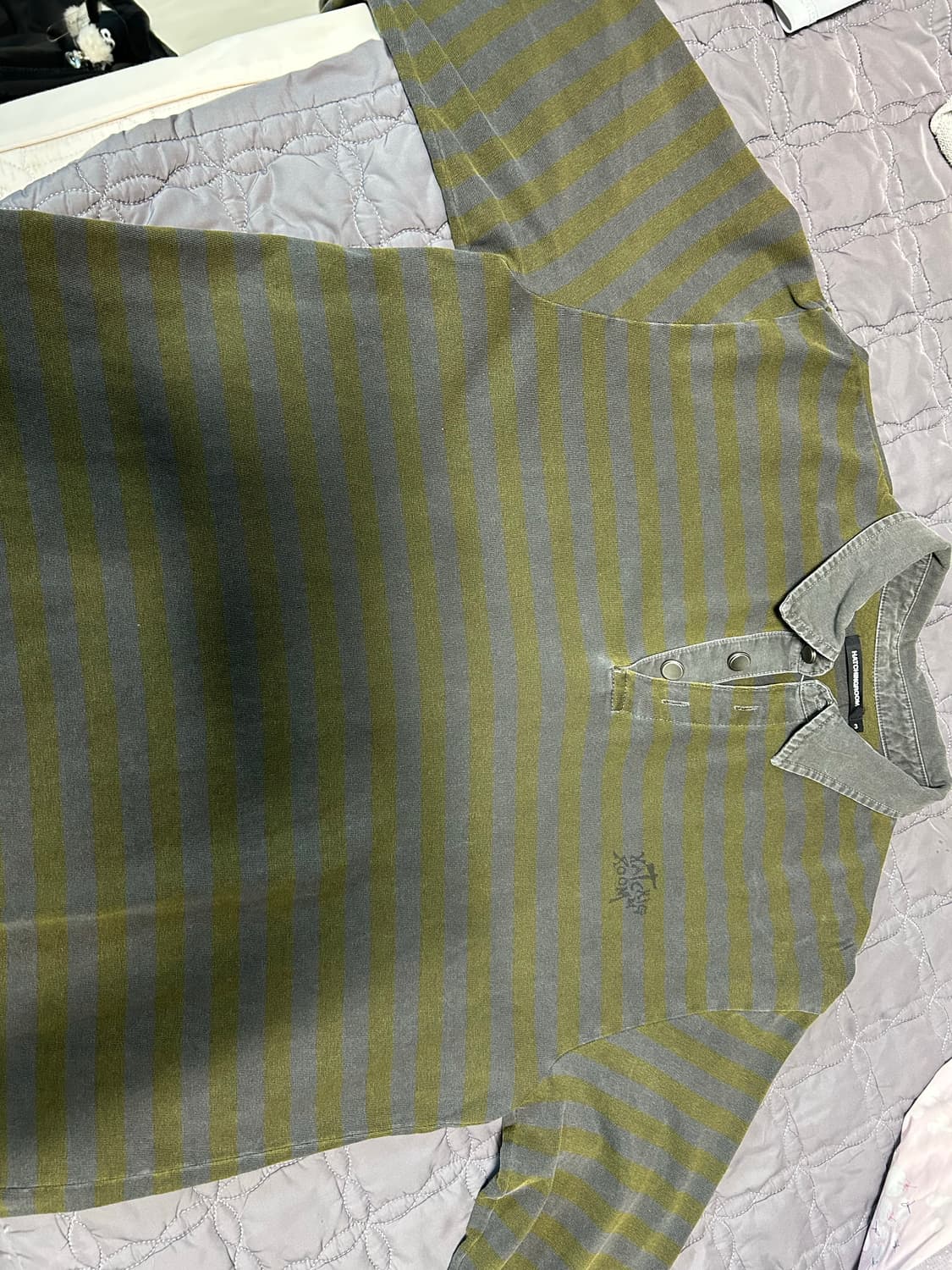 해칭룸 빈티지 스트라이프 폴로 티셔츠 다이드 옐로우 상품이미지3
