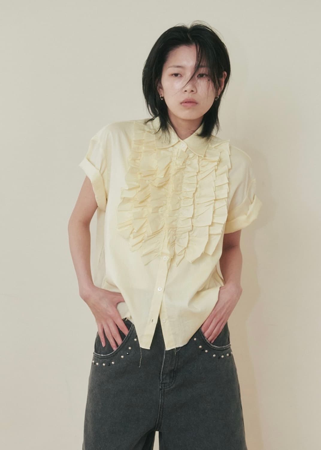 플리즈프로젝트 옥스포드 프릴 셔츠 레몬 상품이미지1