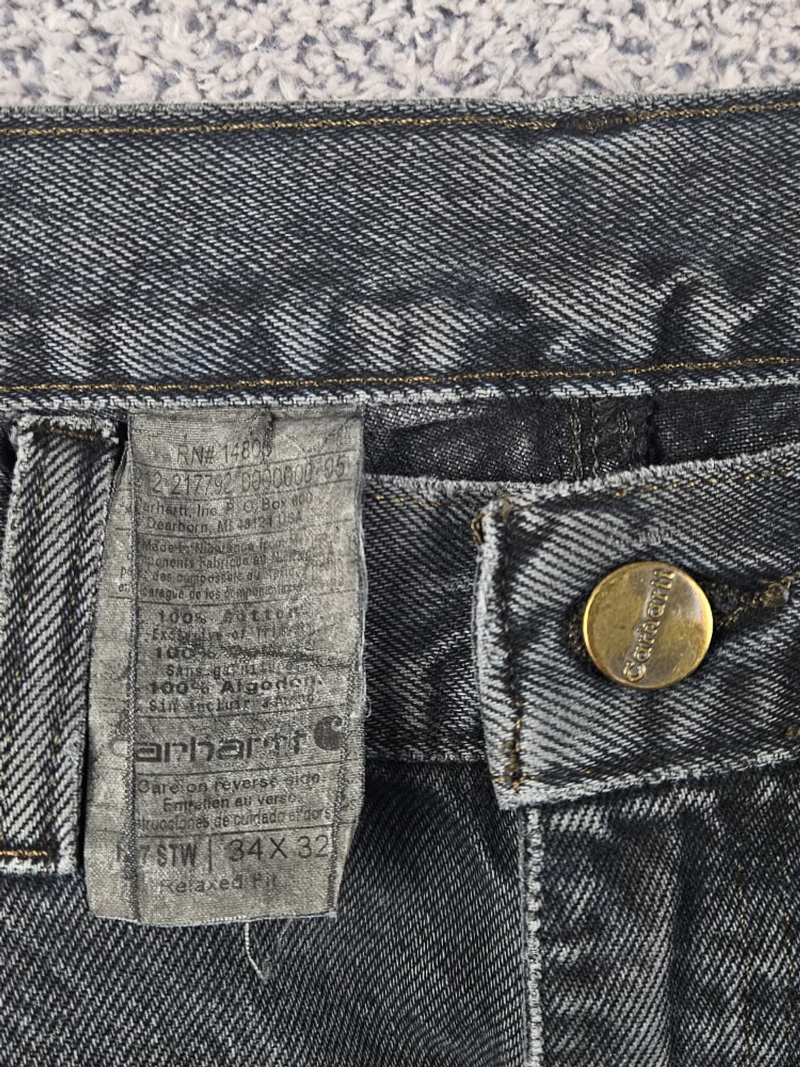 칼하트 블랙 다이드 데님 워크 팬츠 ( 34X32 ) / 10625 상품이미지7