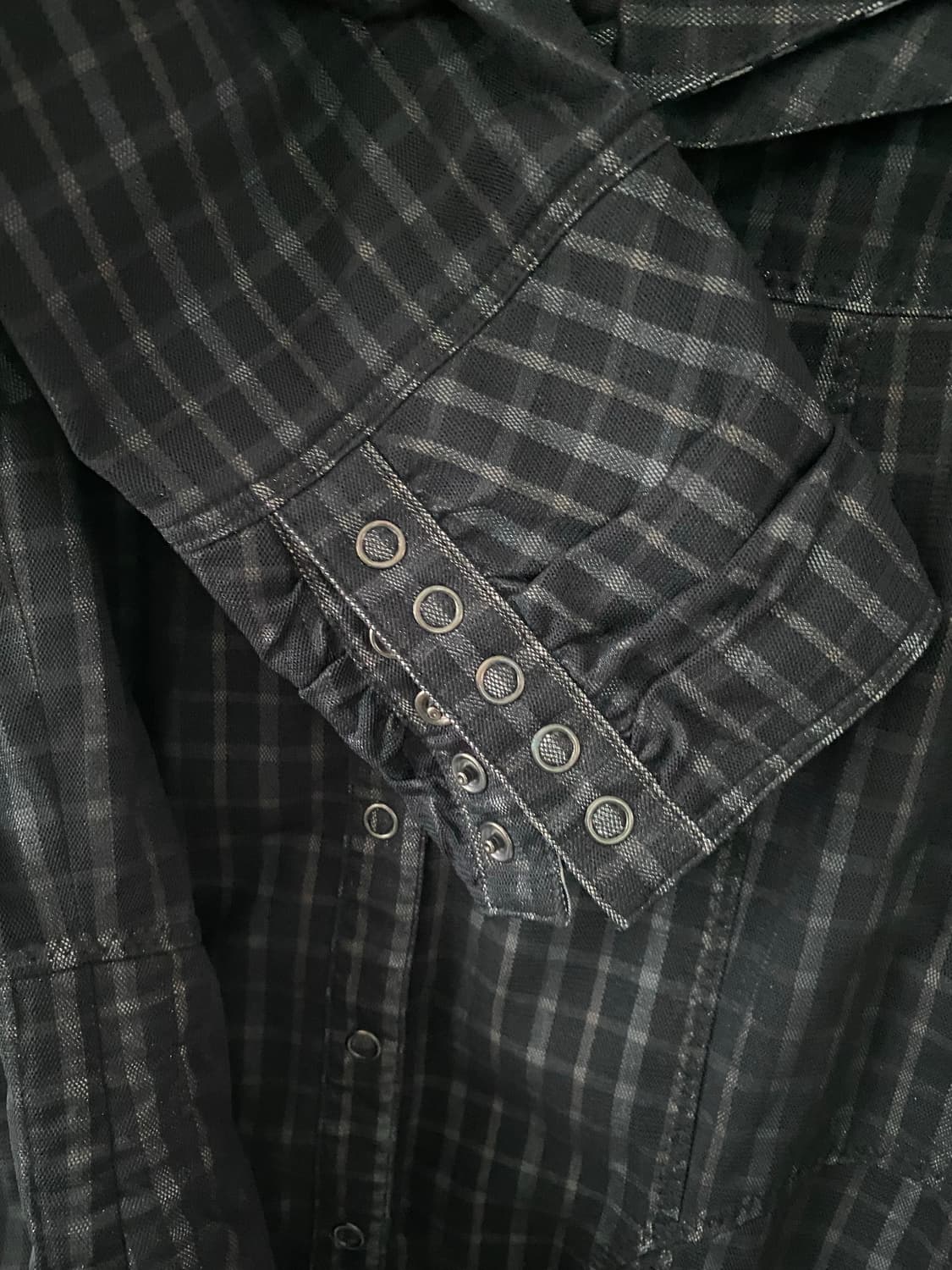 메쉬 레이어드 체크 셔츠 자켓 상품이미지6