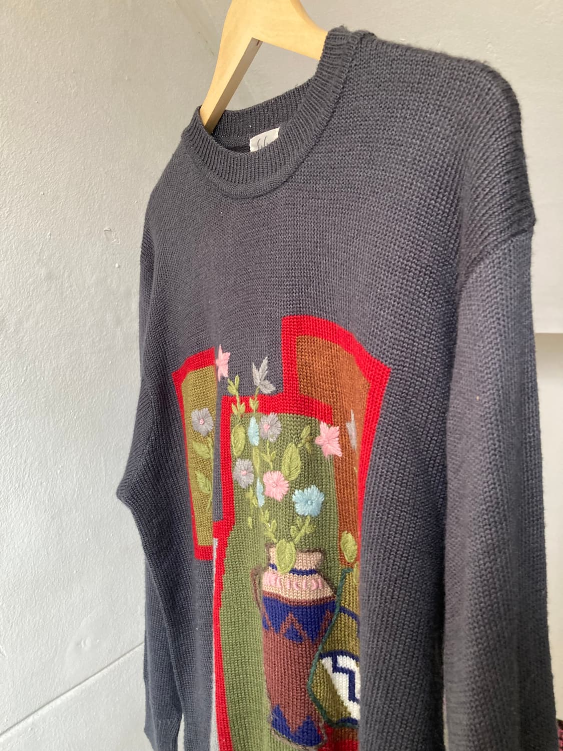 빈티지 자수 그레이 니트 상품이미지3
