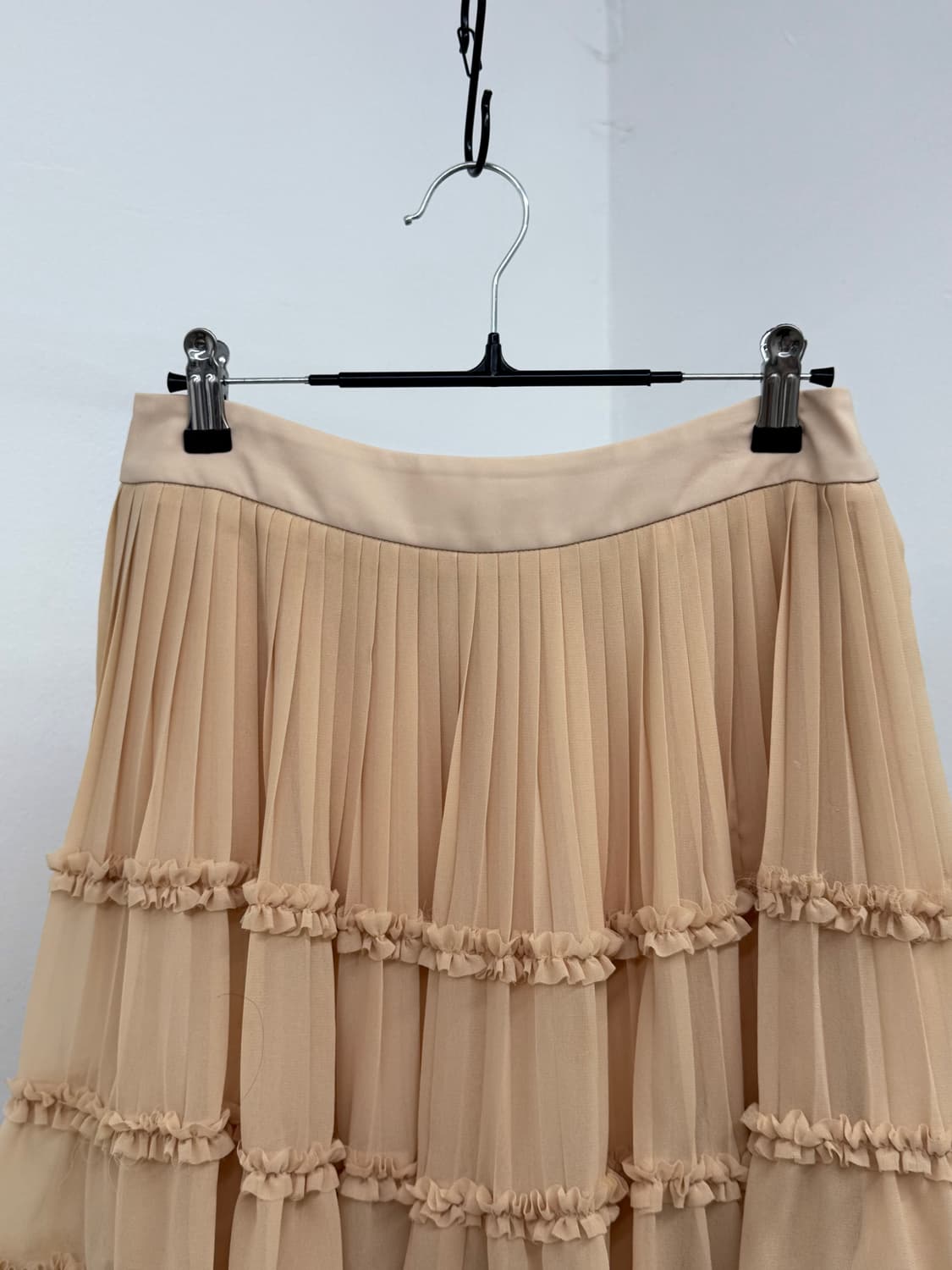 베이지 플리츠 프릴 스커트 상품이미지5