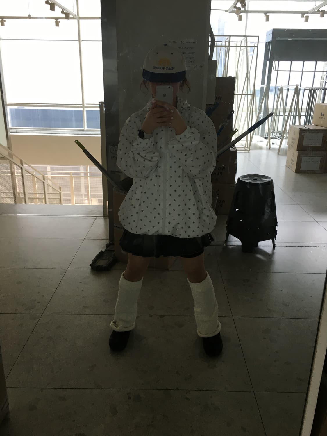 (2회착)론론 후디드 윈드브레이커 점퍼 화이트 스타 상품이미지2