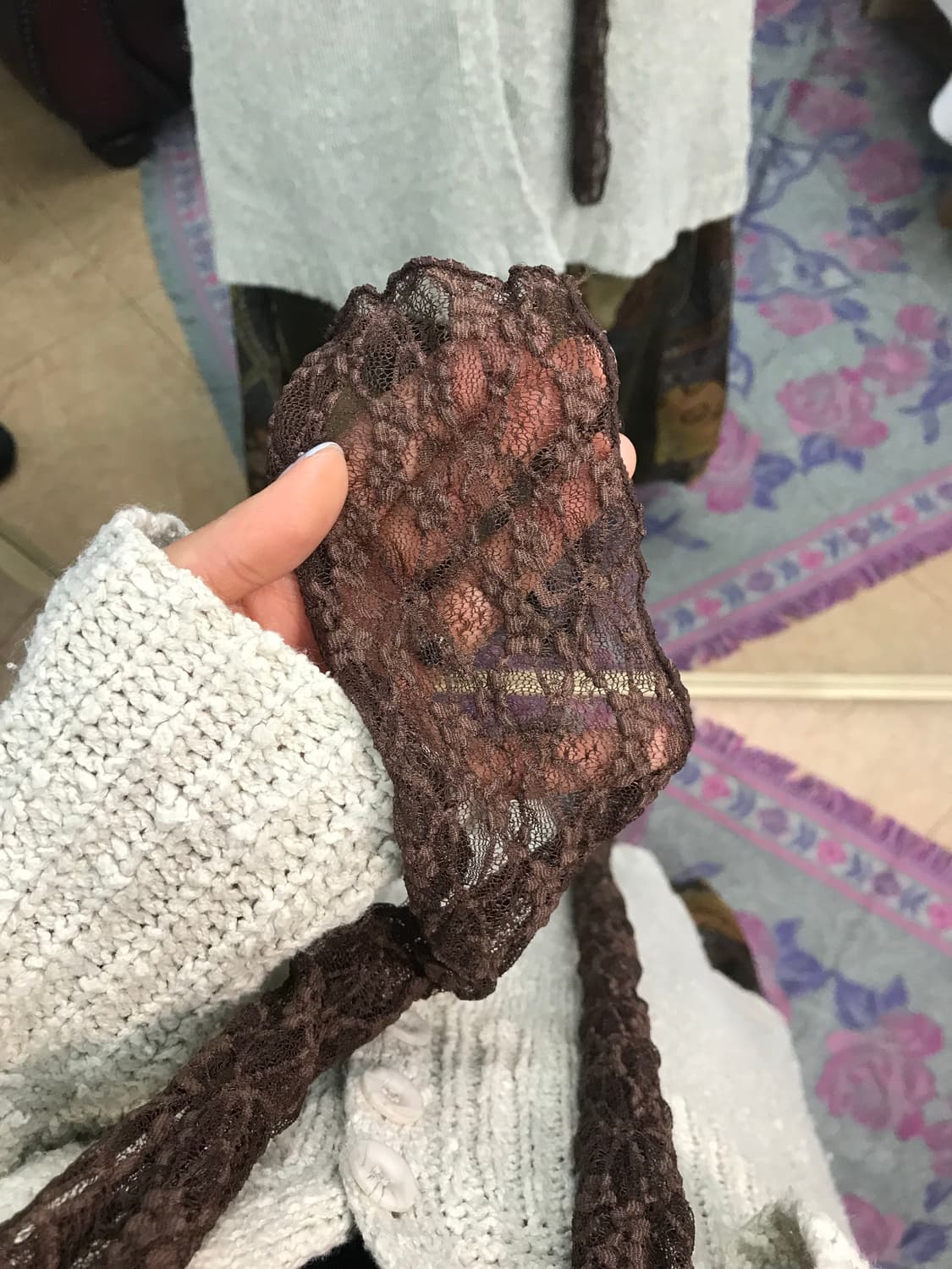 여성 브라운 레이스 디테일 스카프  상품이미지2