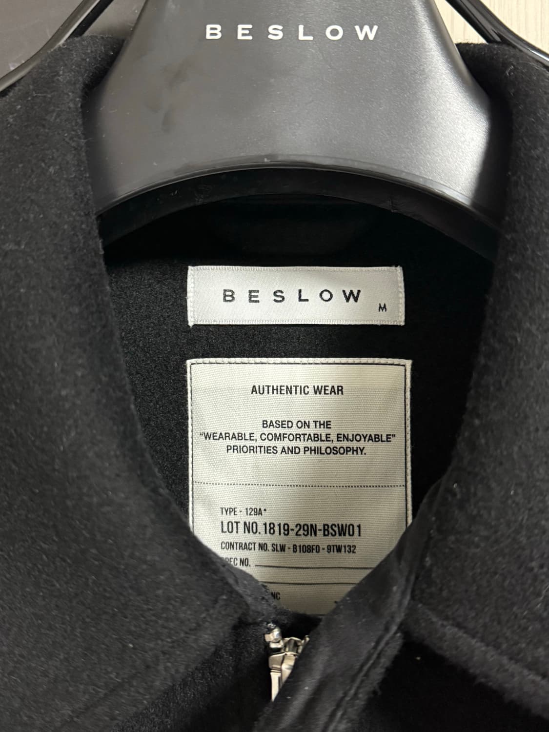 [M] 비슬로우 캐시미어 밀리터리 집업자켓 블랙 상품이미지6