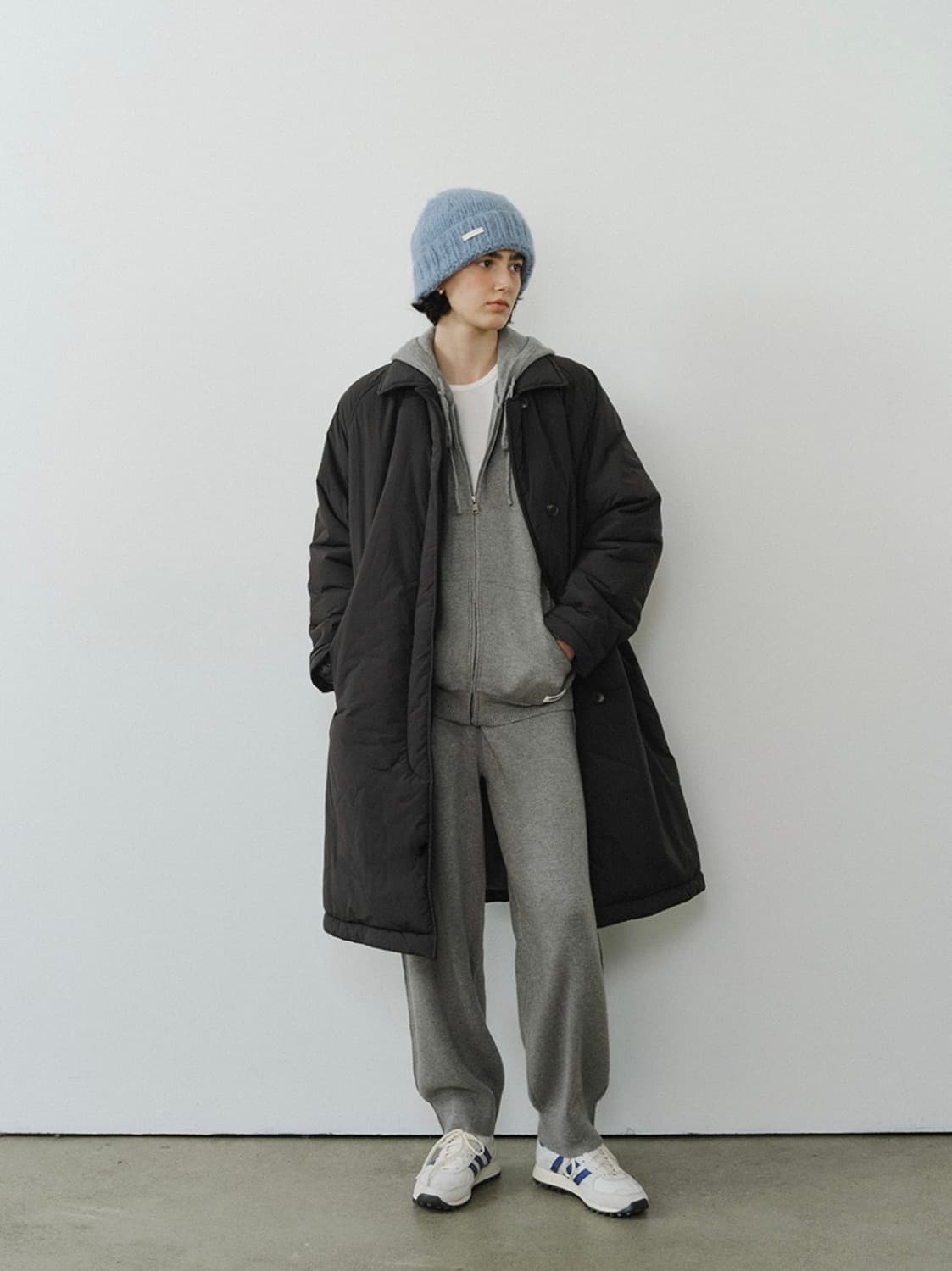 URAGO Raglan padded long coat black 상품이미지1