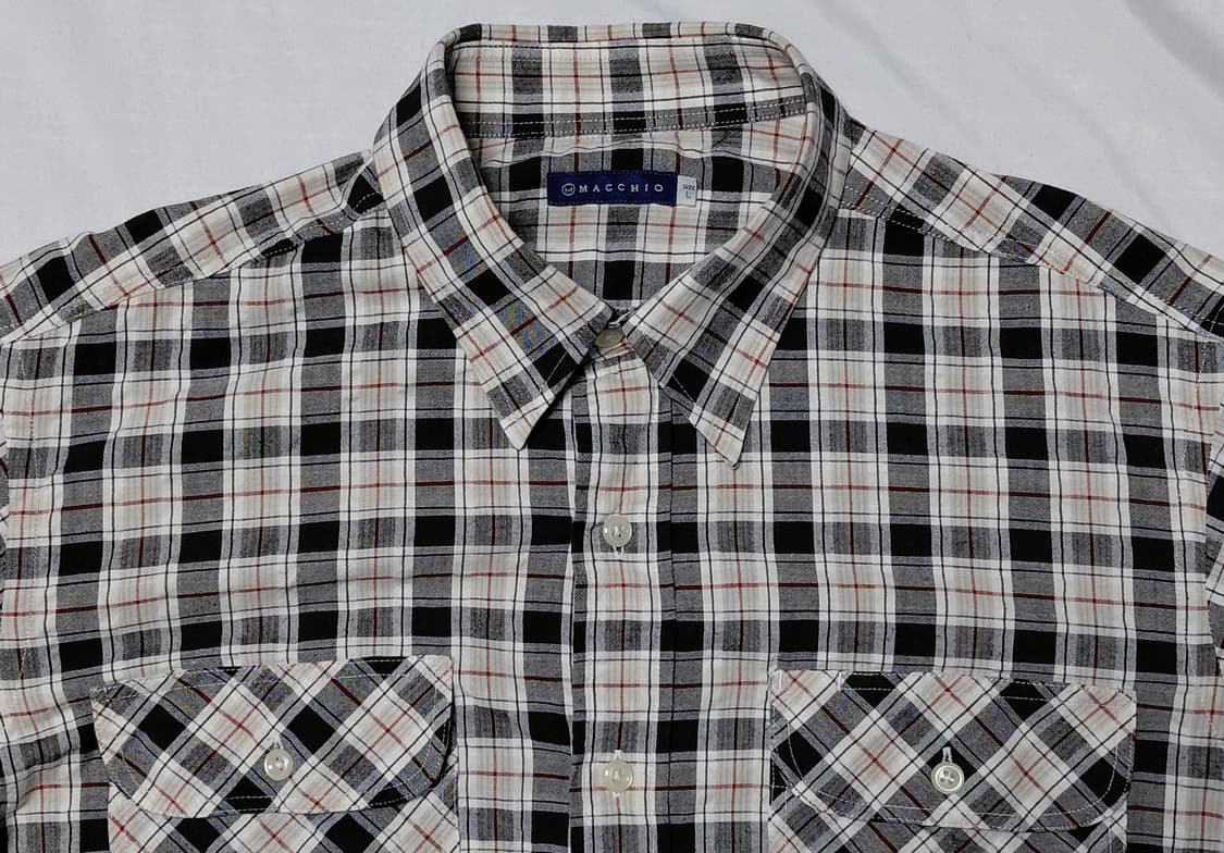 [L] MACCHIO(마키오) 코튼 100% 체크 워크 셔츠 상품이미지2