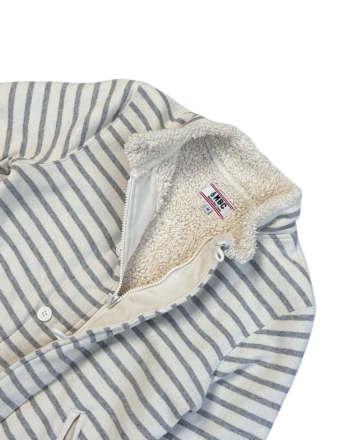 Marine Bear Coen grey stripe boa fur zip 상품이미지5