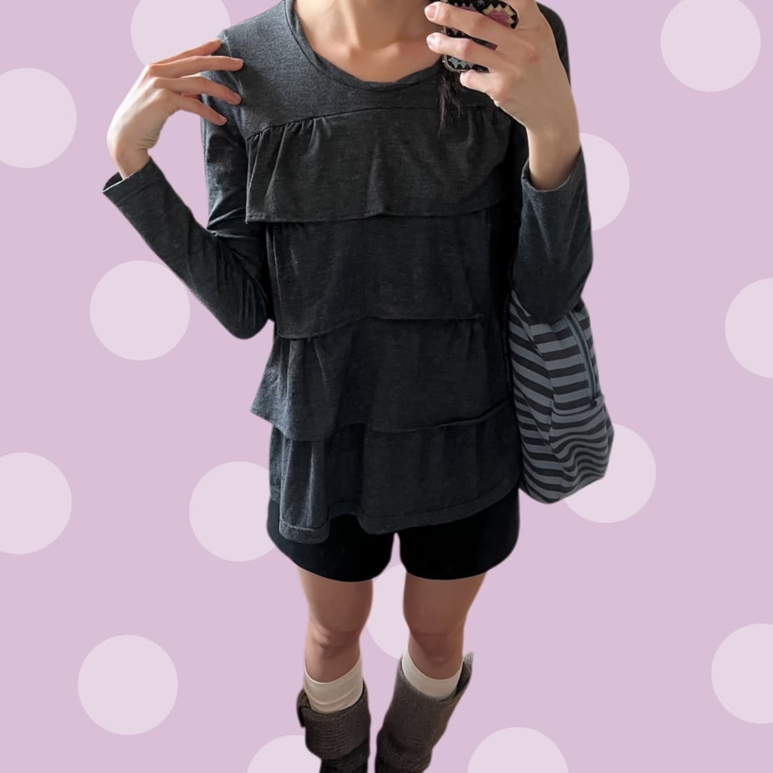 빈티지 차콜그레이 러플 캉캉 롱슬리브 상품이미지2