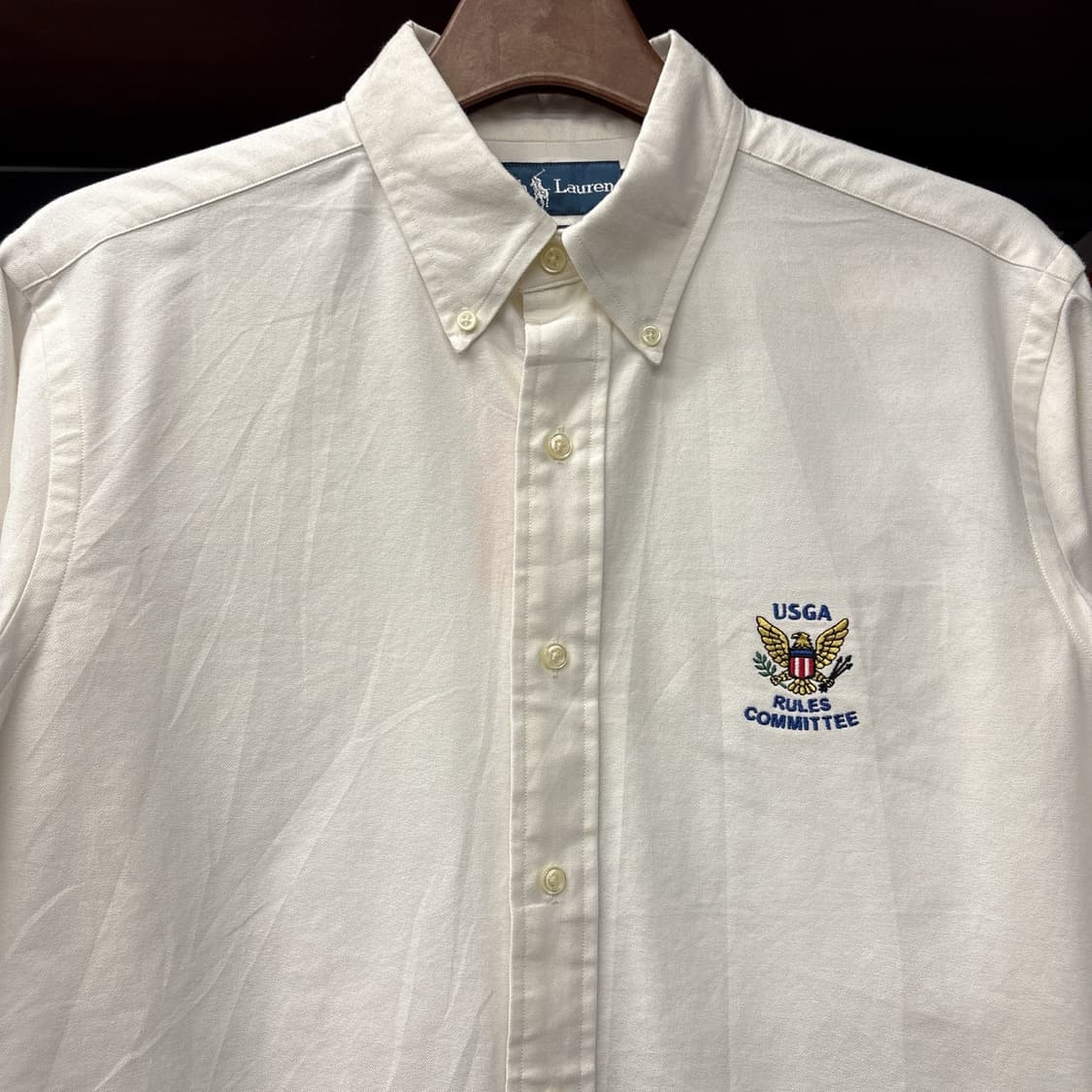90s 폴로 랄프로렌 USGA 오피셜 엠브로이드 옥스포드 셔츠 N1092 상품이미지3