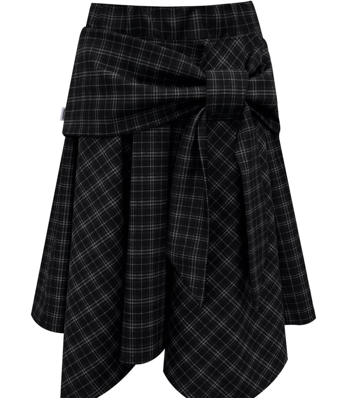 체메씨 보우 언발란스 스커트 블랙체크 상품이미지1