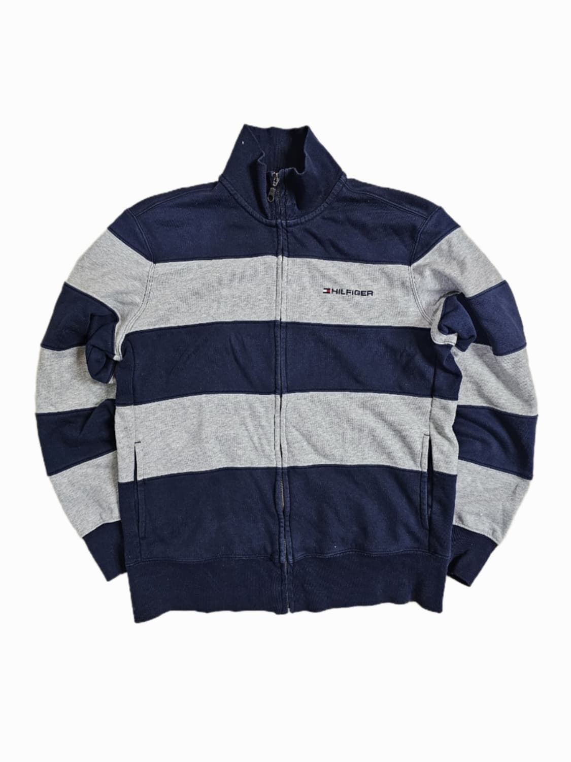90s 타미힐피거 남성 스트라이프 집업 스웨트셔츠 M 상품이미지1