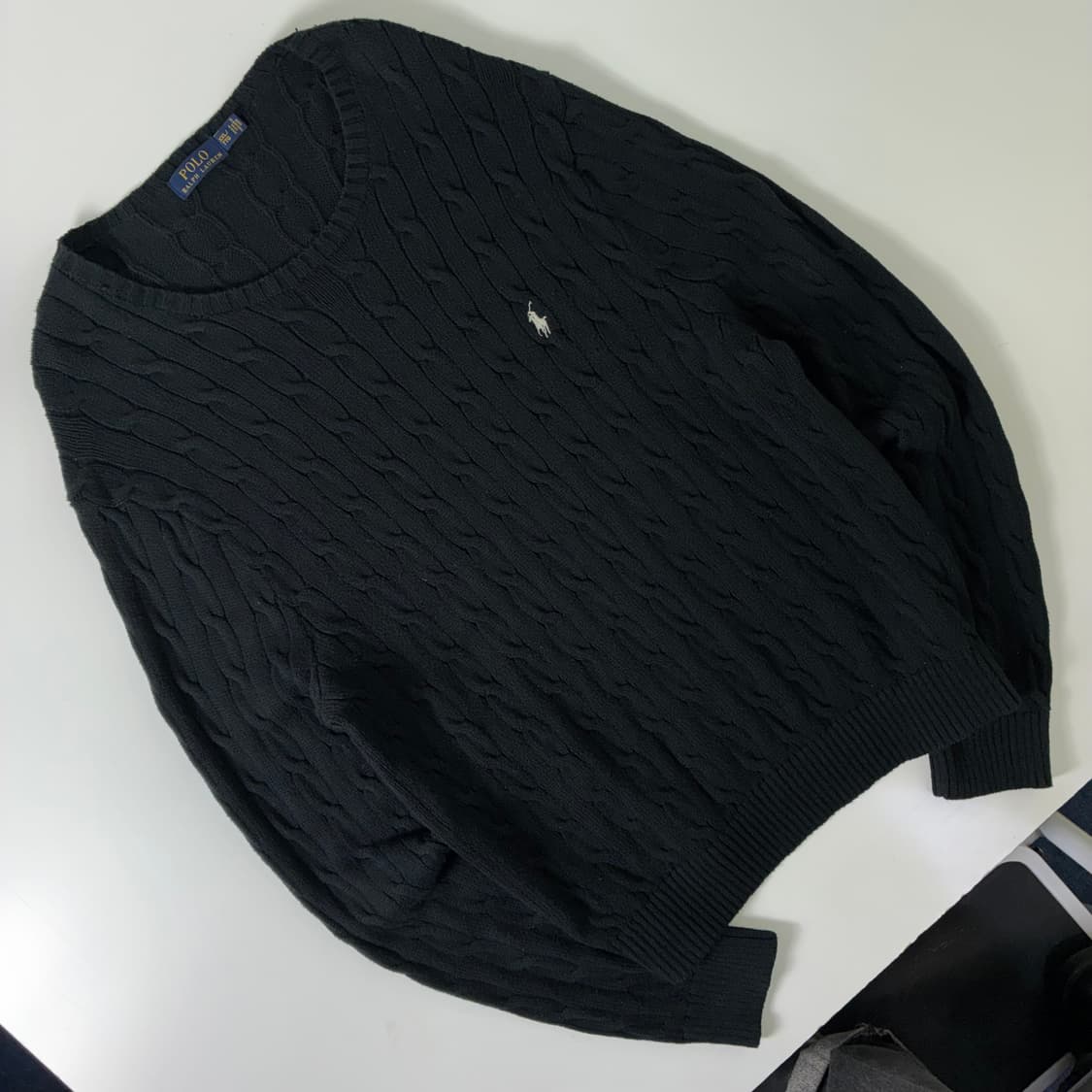 Polo  폴로 랄프로렌 자수 코튼 블랙 꽈배기 니트  상품이미지2