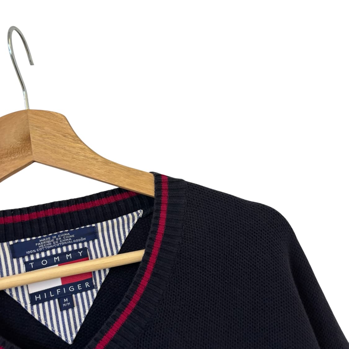 타미힐피거 90s 월계수 로고 브이넥 니트 네이비 상품이미지3