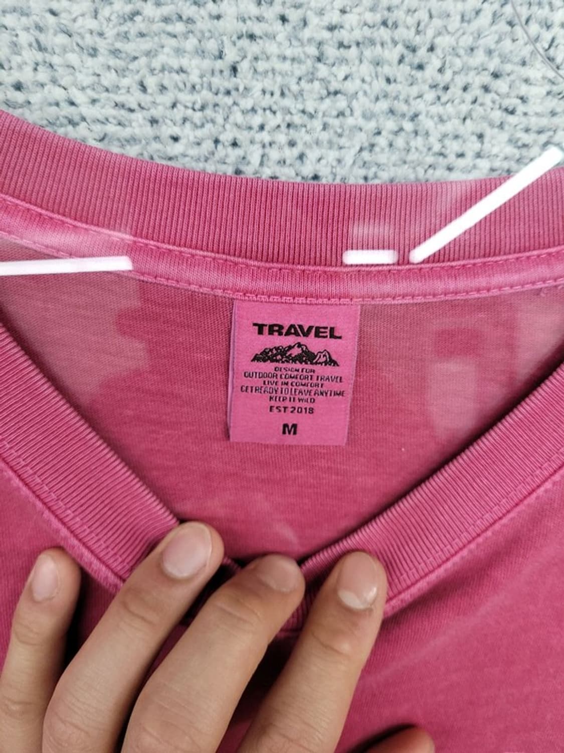 트래블 프린팅 피그먼트 빈티지 핑크 반팔티 M 상품이미지6
