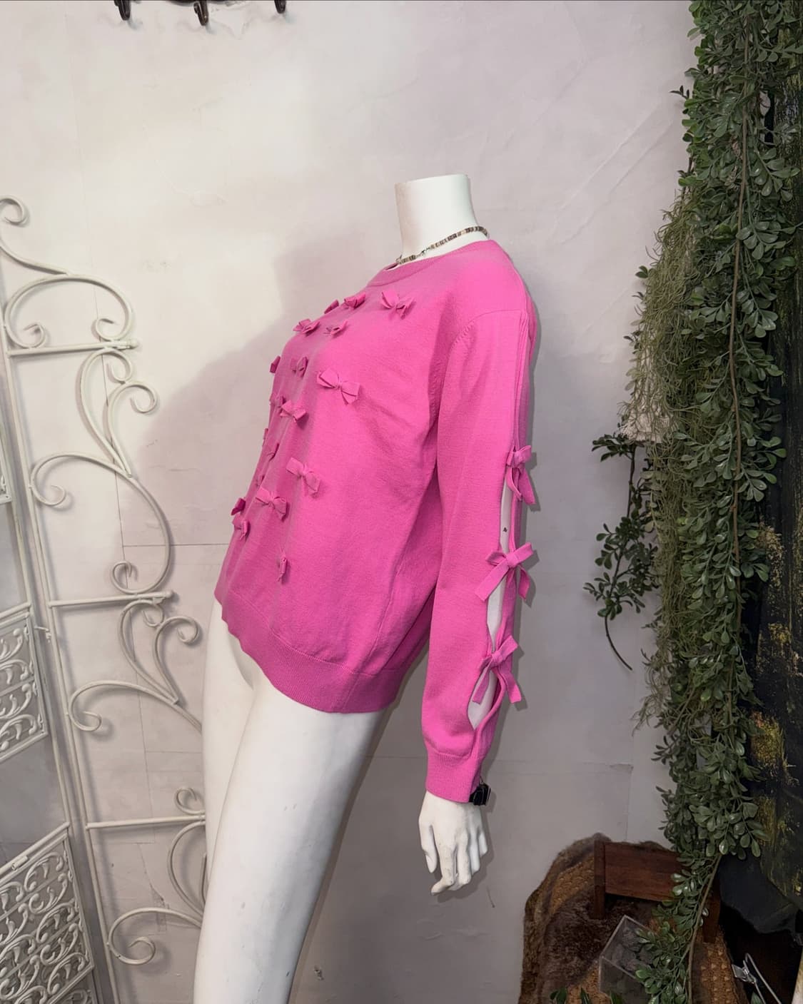 O’2ND vivid pink ribbon trimmed knit 상품이미지3