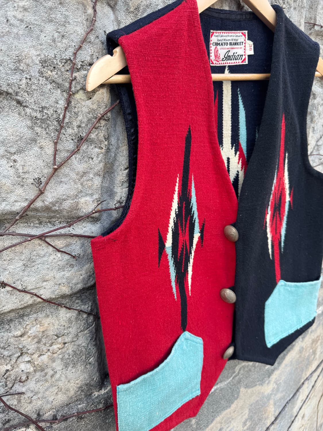 인디언 모터사이클 복각 핸드 우븐 울 오르테가 웨스턴 치마요 베스트 조끼 상품이미지4