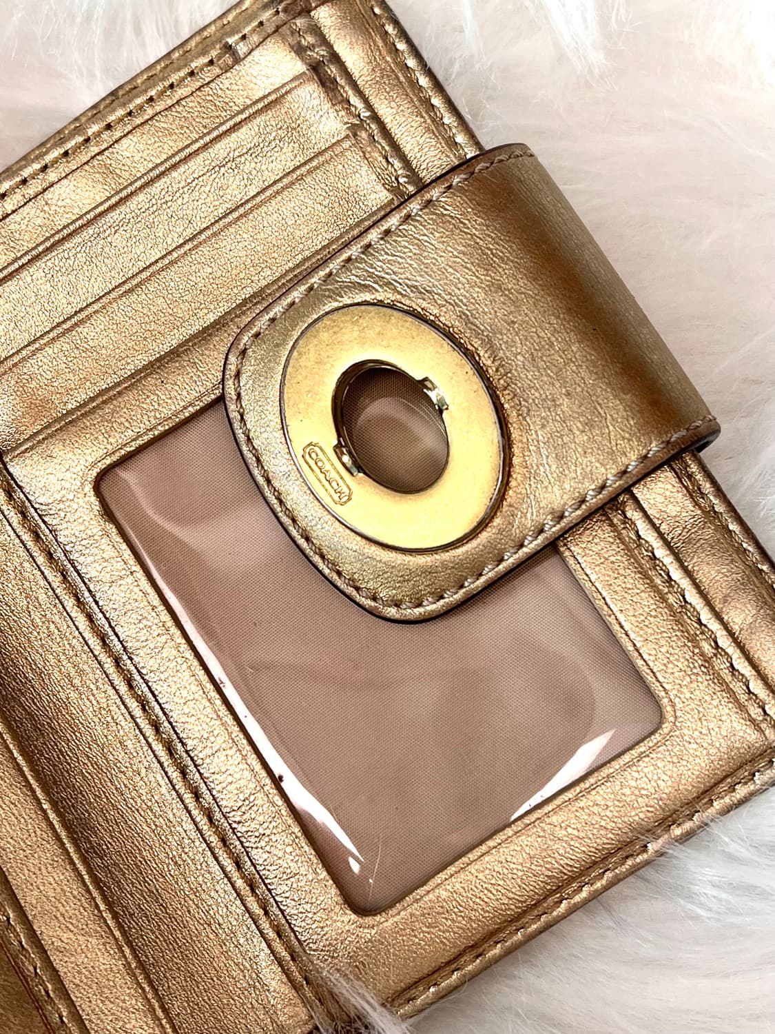 90s coach 시그니처 턴락 골드 캔버스 레더 월렛 반지갑 상품이미지5