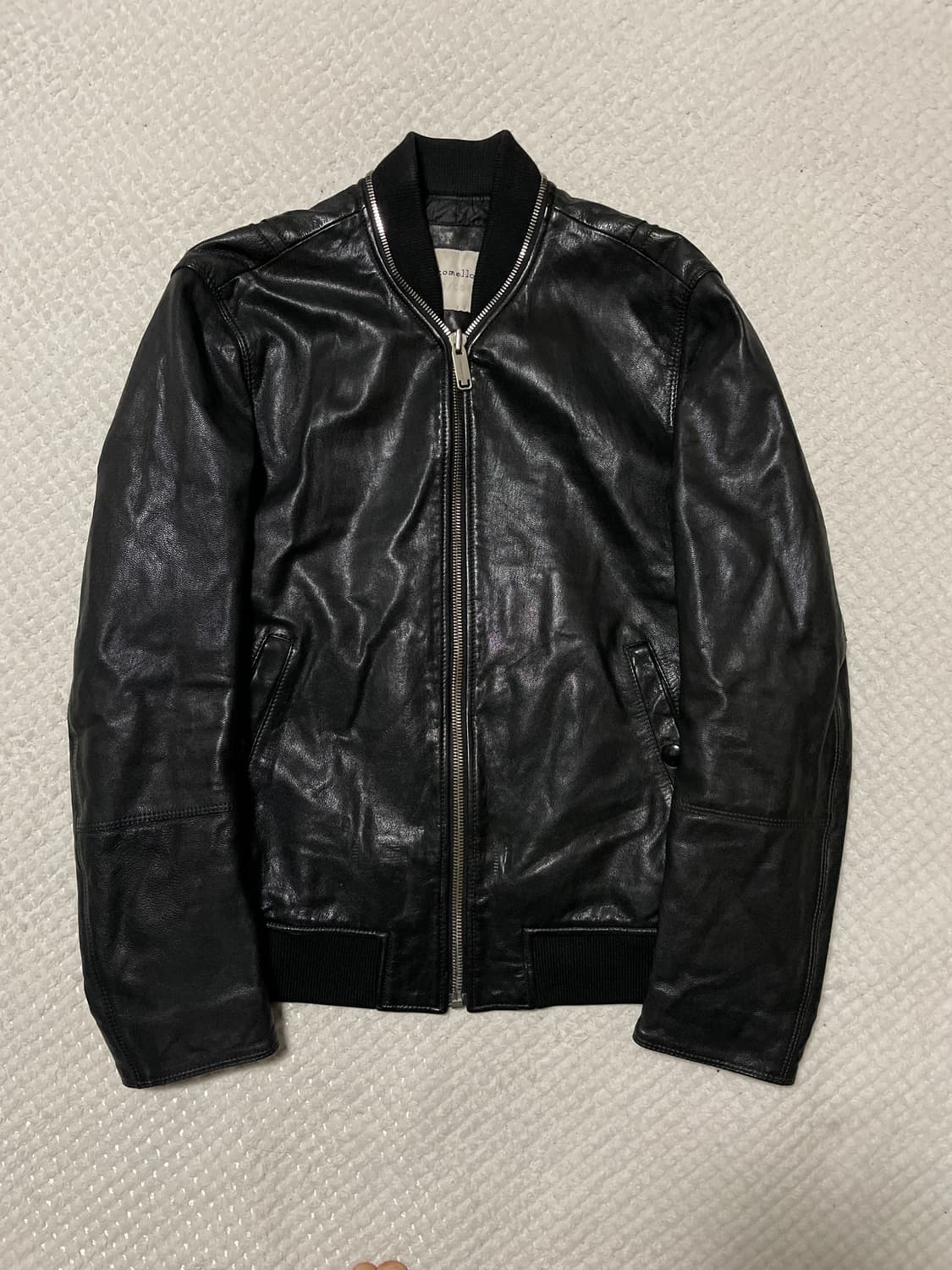 커스텀 멜로우 웨스턴 무드 염소가죽 절개 레더 블루종 자켓 상품이미지1