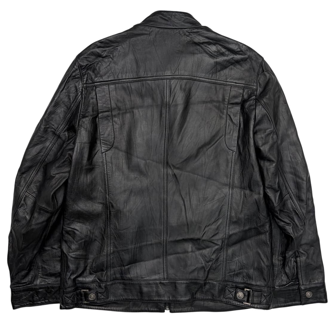 빈티지 사이드 라인 블랙 램스킨 레더 자켓 XL 상품이미지4