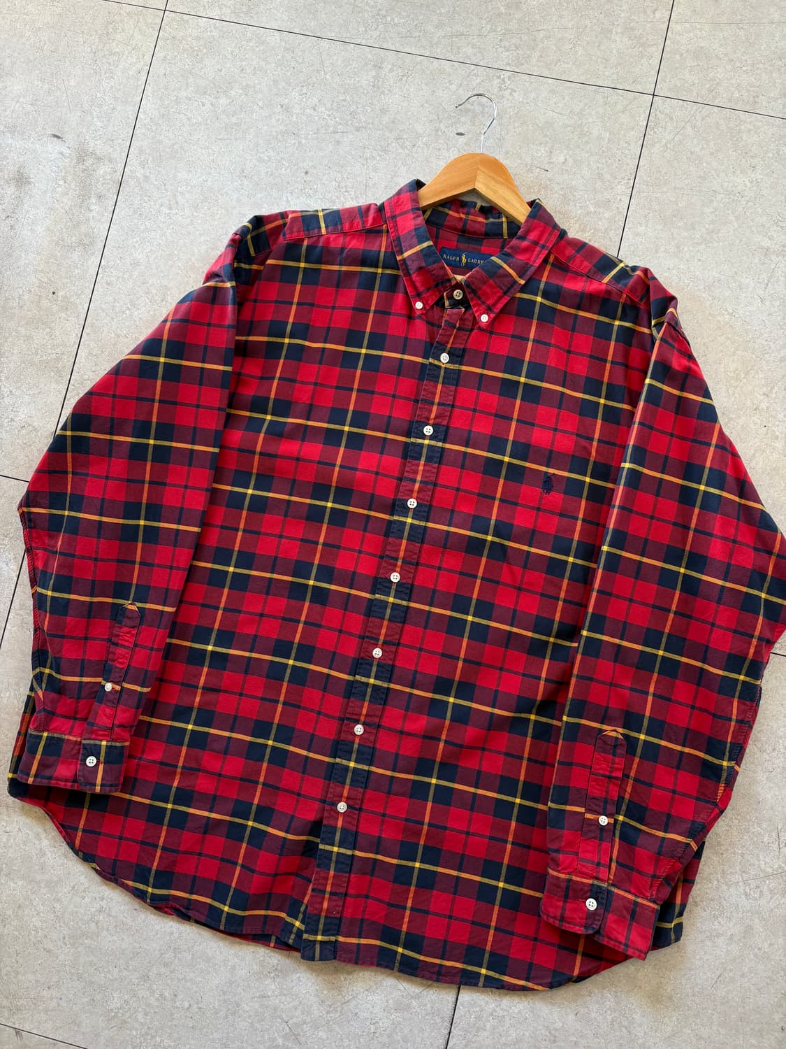 폴로 빅사이즈 레드 체크 셔츠 3XB 상품이미지2