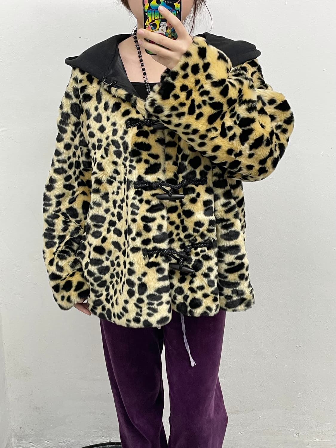 갸루 호피 떡볶이 퍼자켓 상품이미지4