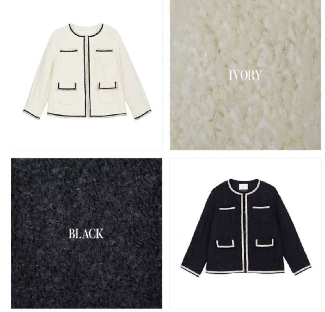 프론트로우 벨벳라이닝 노카라 울 트위드 자켓 S 상품이미지6