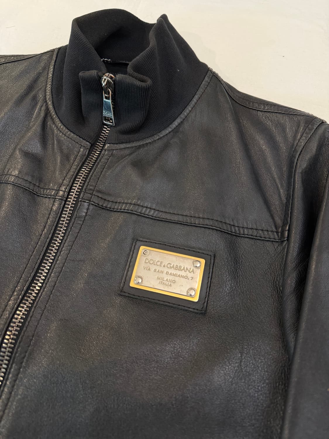 00s 돌체앤가바나 아카이브 램스킨 플레이트 레더자켓 블랙 상품이미지2
