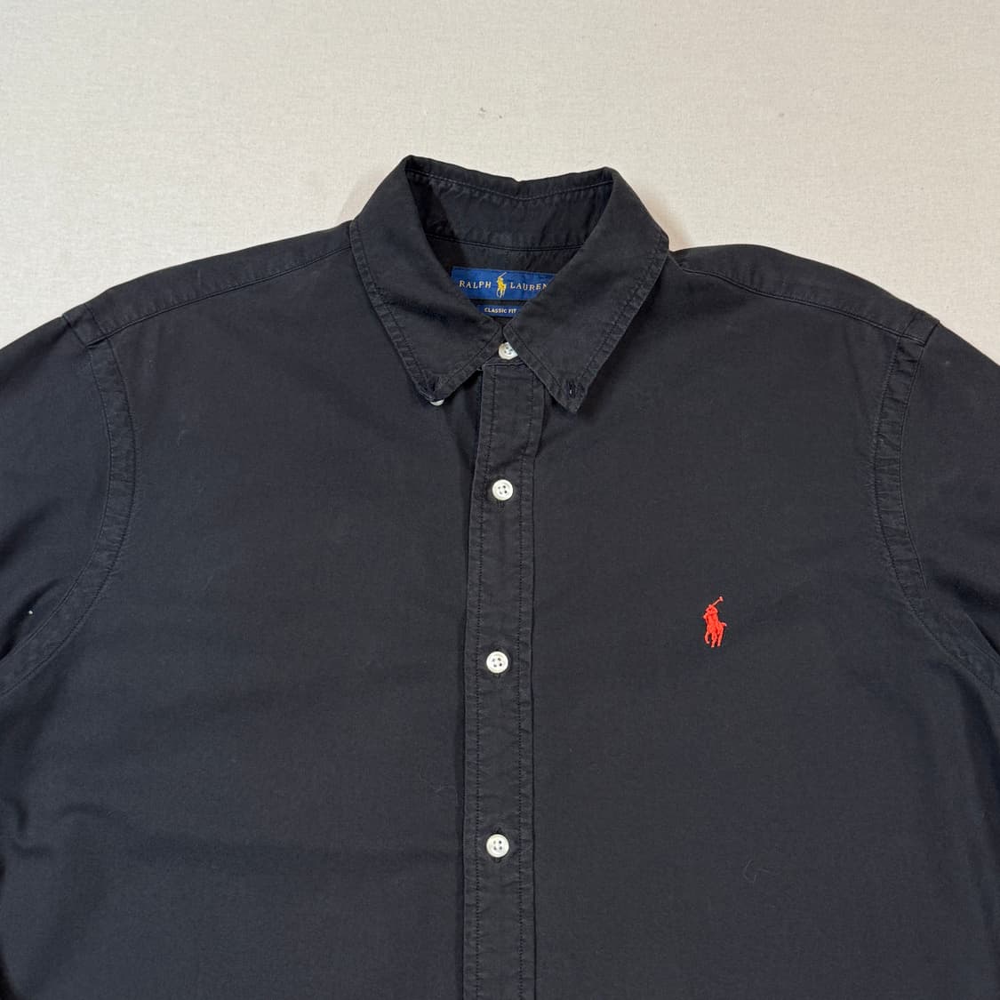 L) 폴로 랄프로렌 클래식핏 옥스포드 셔츠 가먼트다이 블랙 상품이미지3