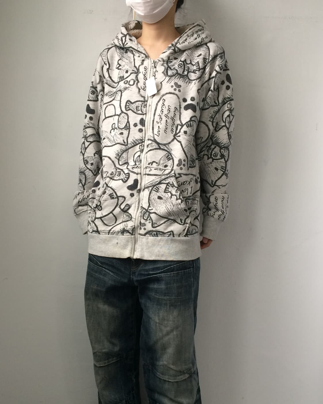 Cat pattern hood zip up 상품이미지7