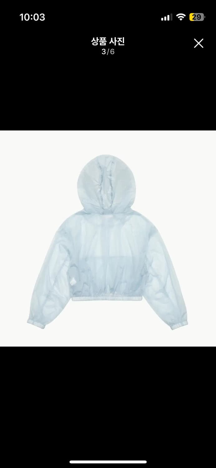 아모멘토 리버시블 셔링 크롭 후드 자켓 스카이블루 상품이미지4