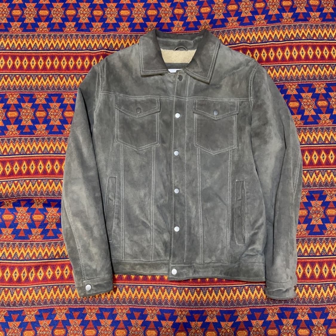 [100] 자라 리얼레더 양털 스웨이드 트러커 자켓 상품이미지1