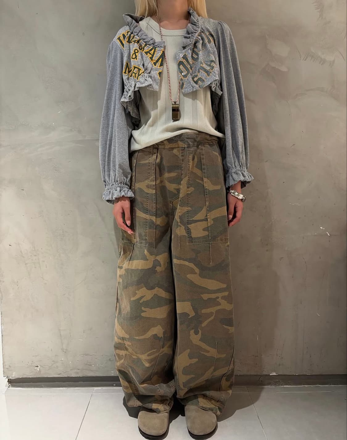 (에크루)스탠드얼론 카모 리버시블 커브드 코튼 팬츠 상품이미지1