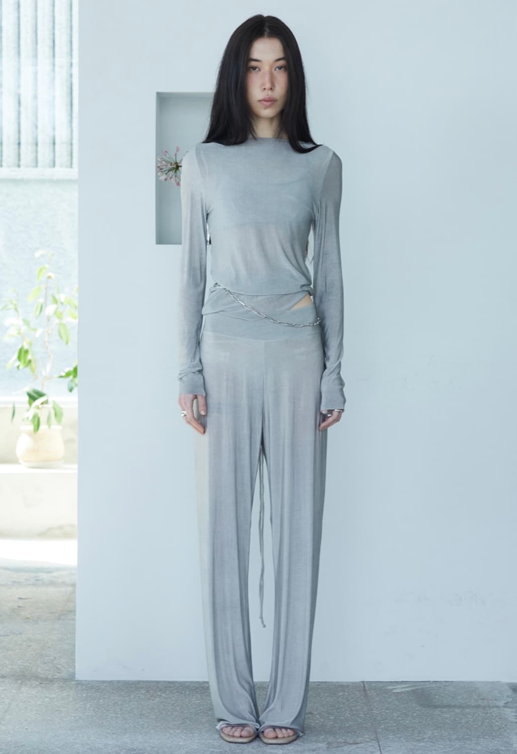 퍼스널랭귀지 모던 실크티  ice gray m 키야기 상품이미지4