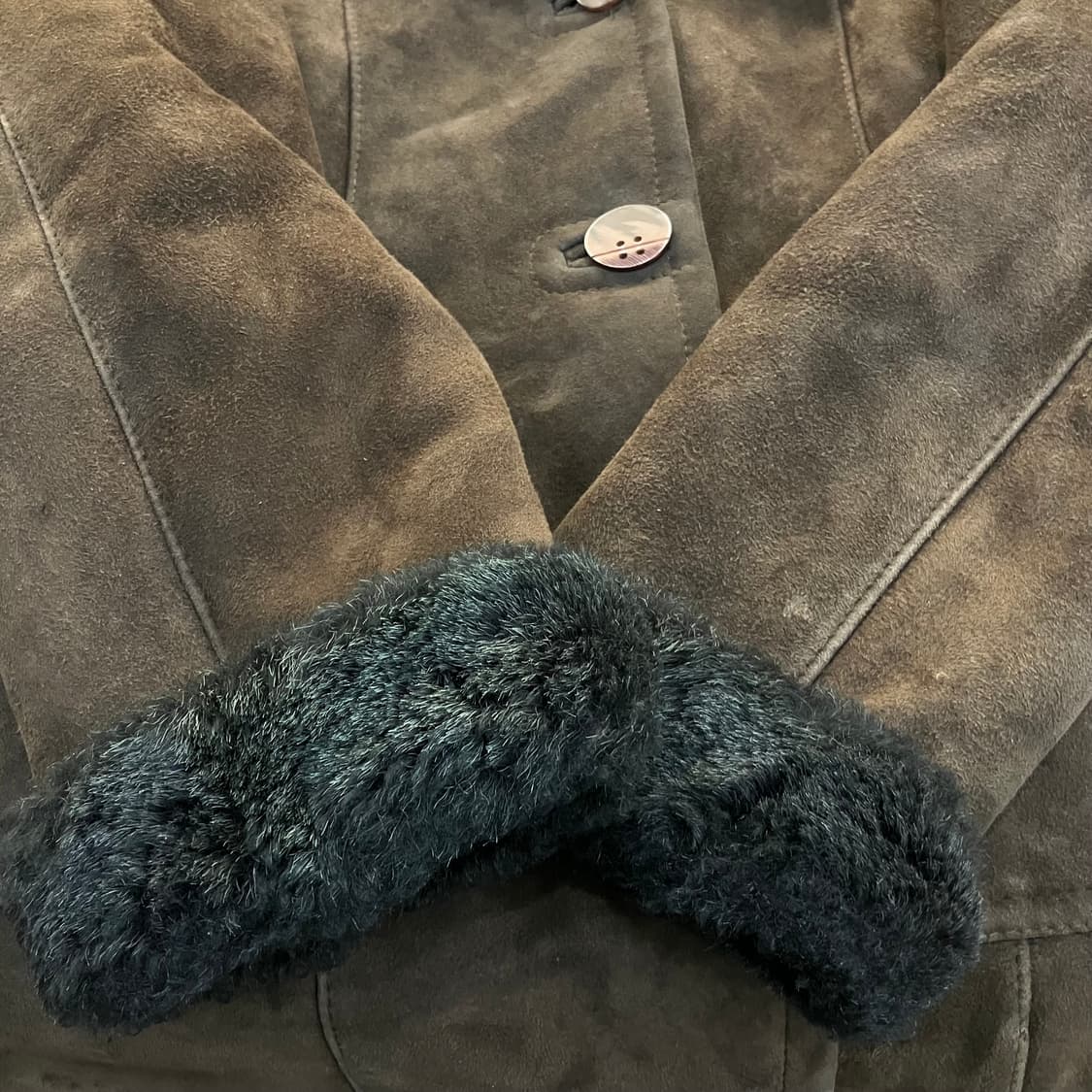 VTG 빈티지 브라운 스웨이드 양가죽 무스탕 코트  상품이미지4