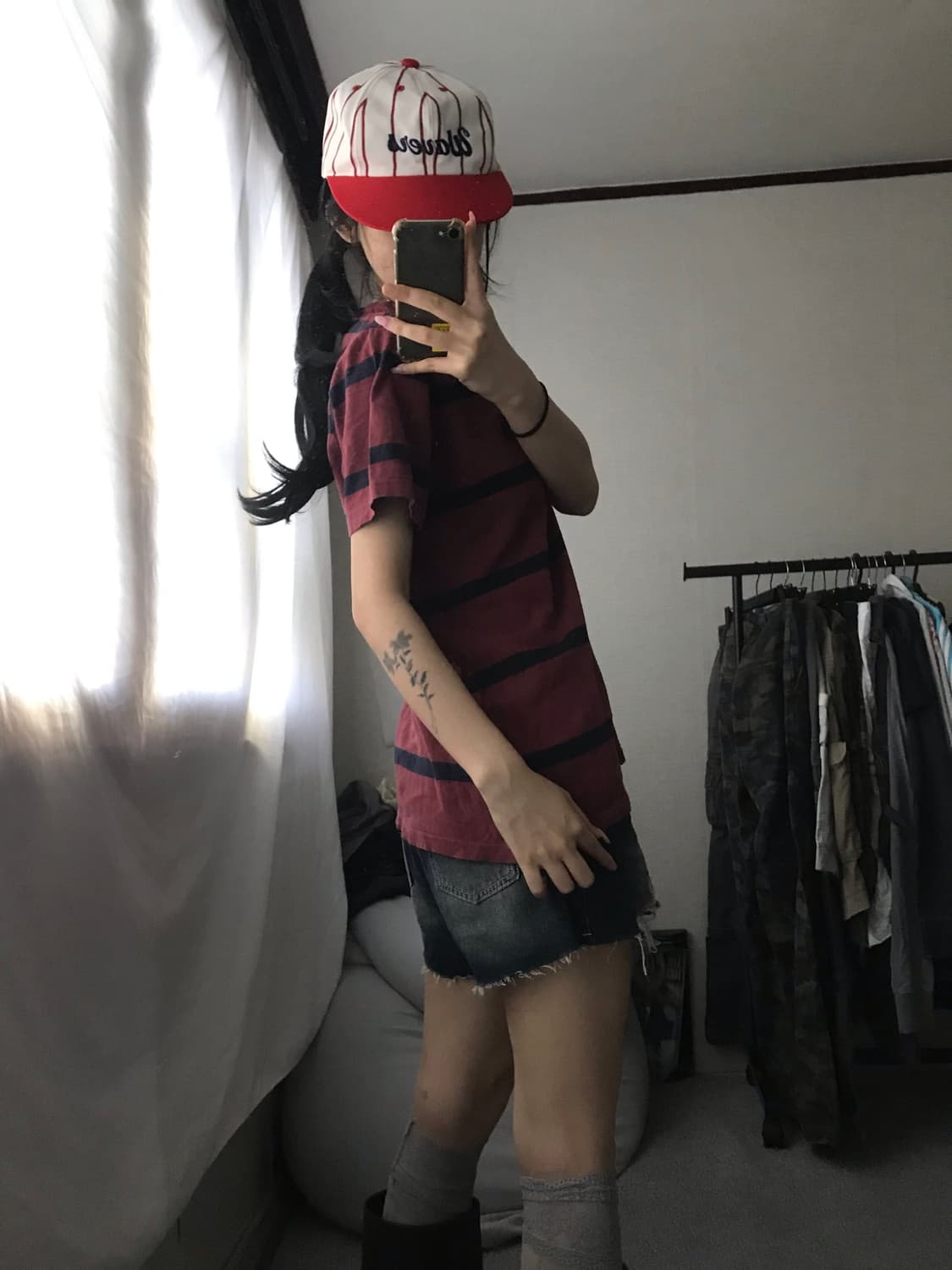 아베크롬비 버건디 스트라이프 반팔티셔츠 상품이미지3