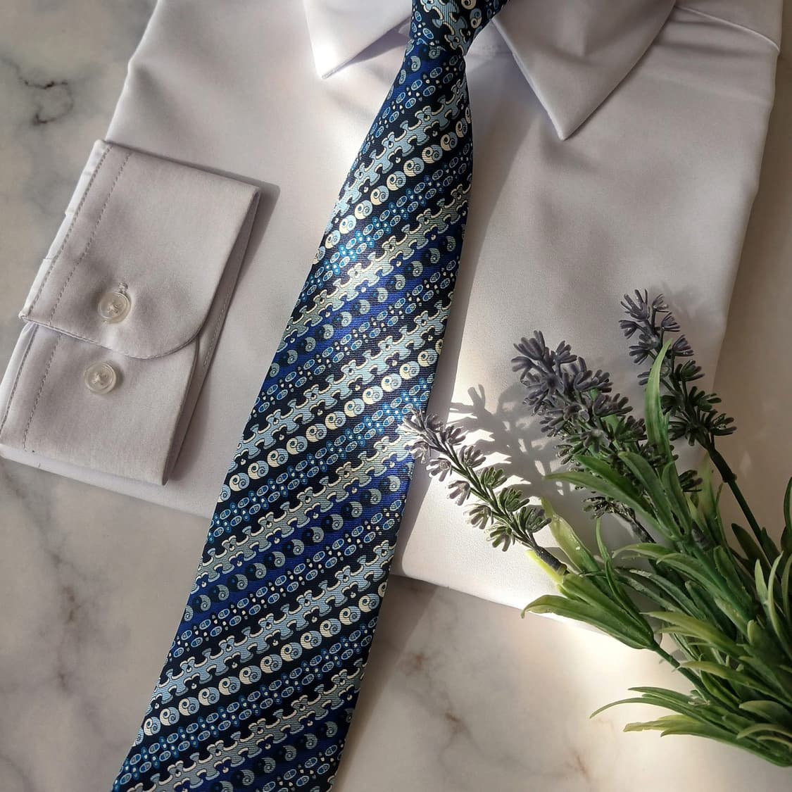 에밀리오 푸치 실크 블루 모자이크 넥타이 8.6cm A+등급 A19015 상품이미지7