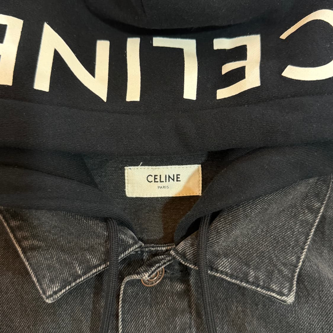 [리오브] 셀린느 백로고 흑청 후드 데님 자켓 상품이미지4