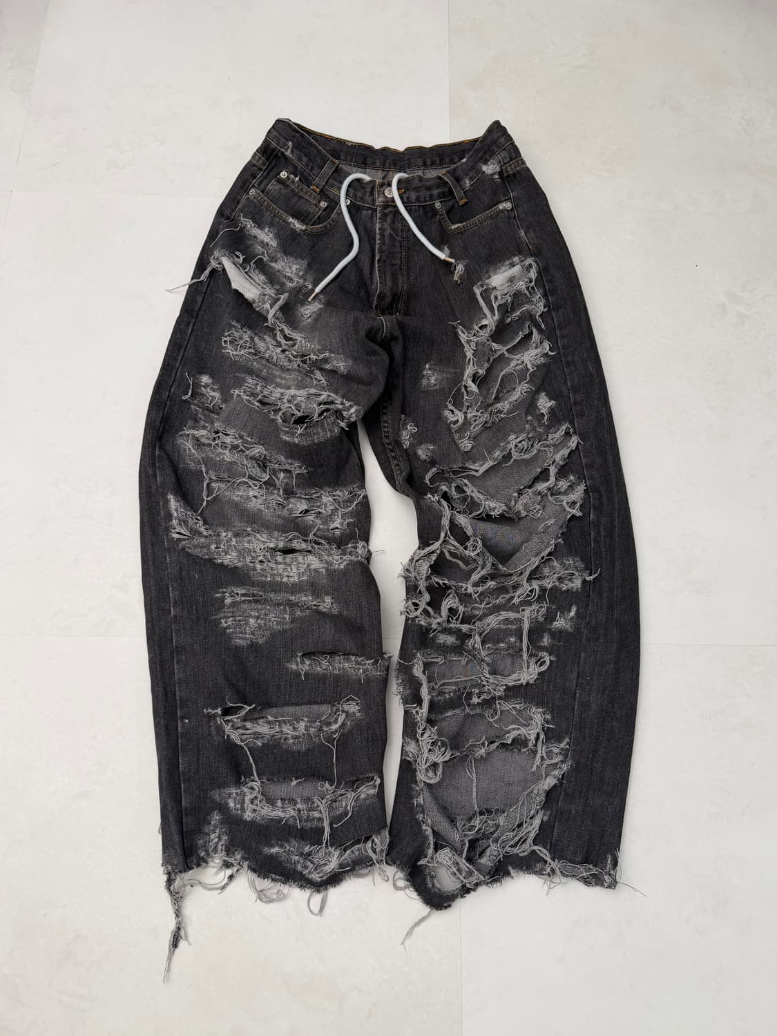 흑청 디스트레스 와이드진 상품이미지3