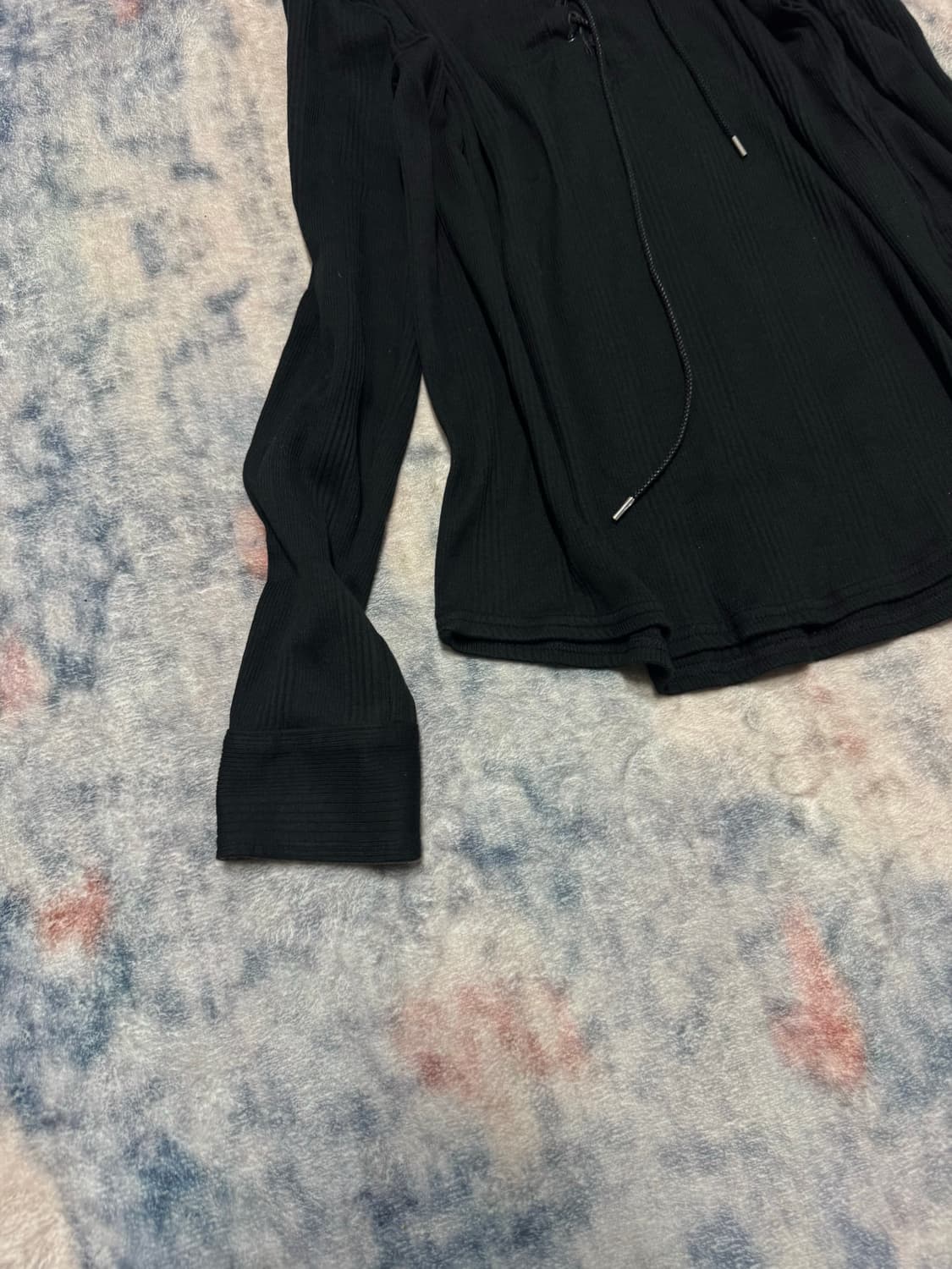 Nicole club lace up black ribbed pk top 상품이미지5