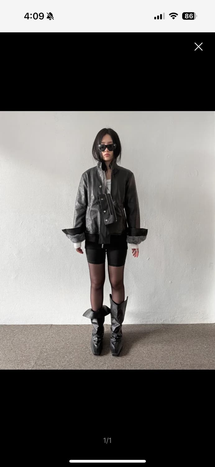 새상품Nache rider leather shearling jacket 상품이미지3