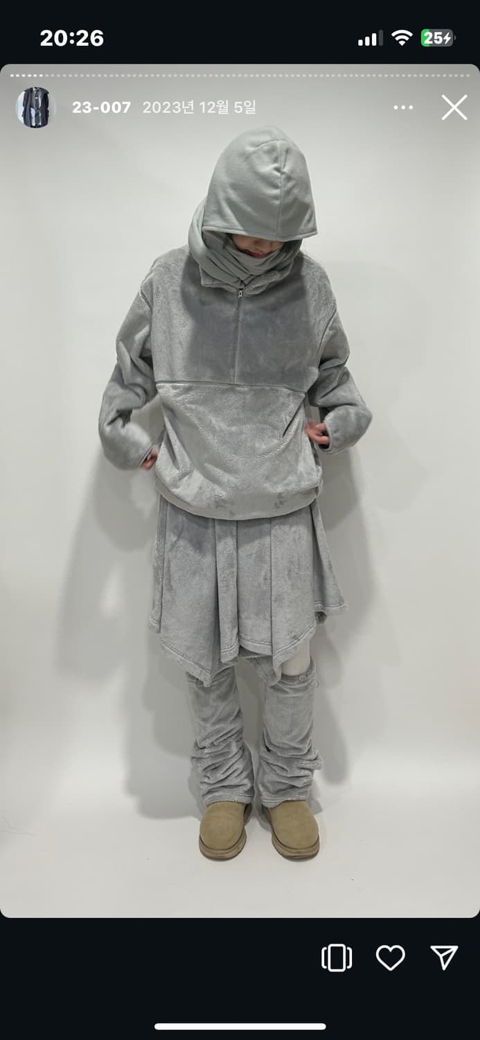 지초이 컴포트 23-007 후리스 스커트 그레이 상품이미지2