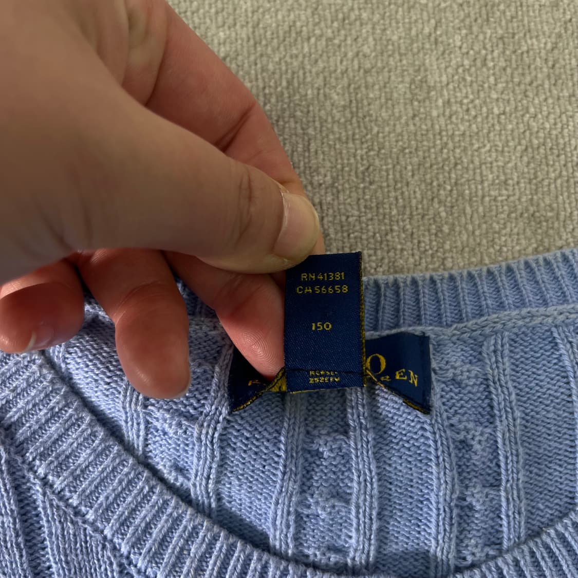 W 95 폴로랄프로렌 스카이블루 꽈배기 가디건 상품이미지4